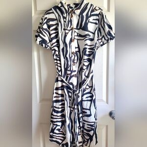 Ava & Viv Women’s Linen Rayon blend Shirt Dress Sz X Animal Print Above The Knee